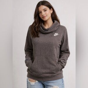 Nike Women’s Cowl Neck Hoodie size small heather gray with kangaroo pouch